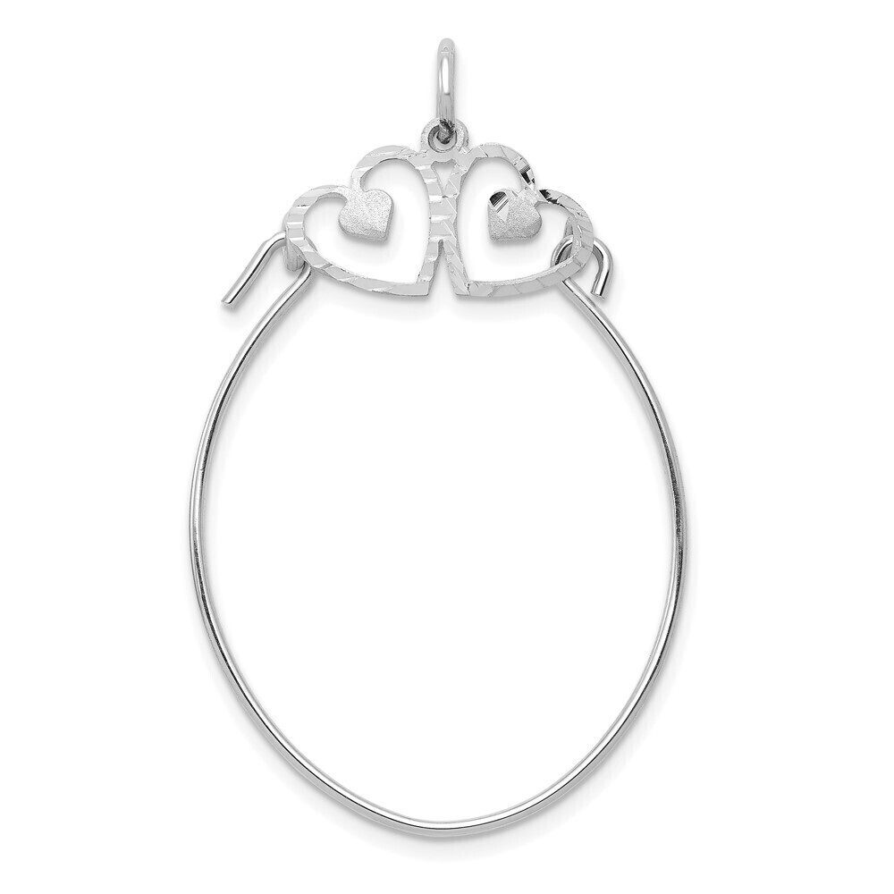 Million Charms 10k White Gold Double Hearts On Top Charm Holder